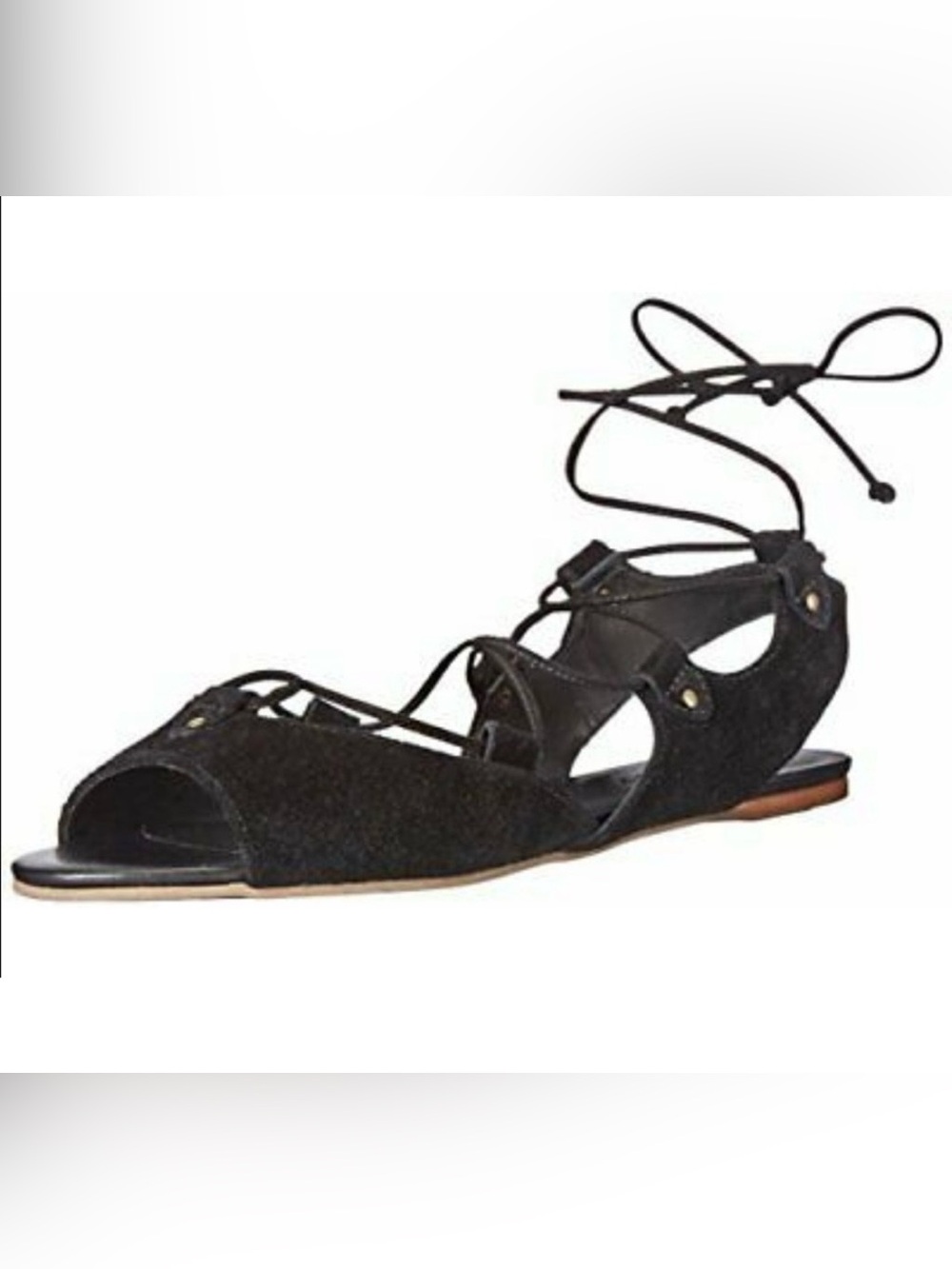 Bernardo Olivia Lace Up Gladiator Flat Ankle Strap Sandal Open Toe 7.5M Black